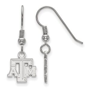 Sterling Silver Texas A&M University XS (Tiny) Dangle Wire Earrings
